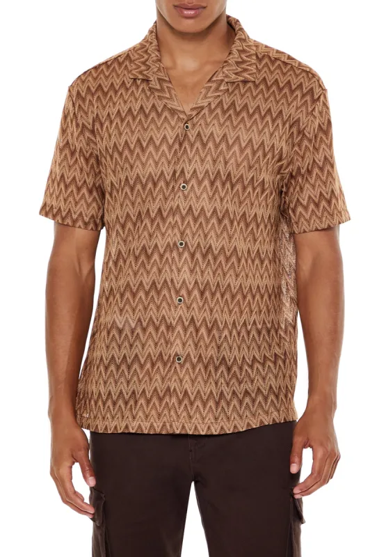 Chevron Textured Button-Front Shirt sold by Urban Planet
