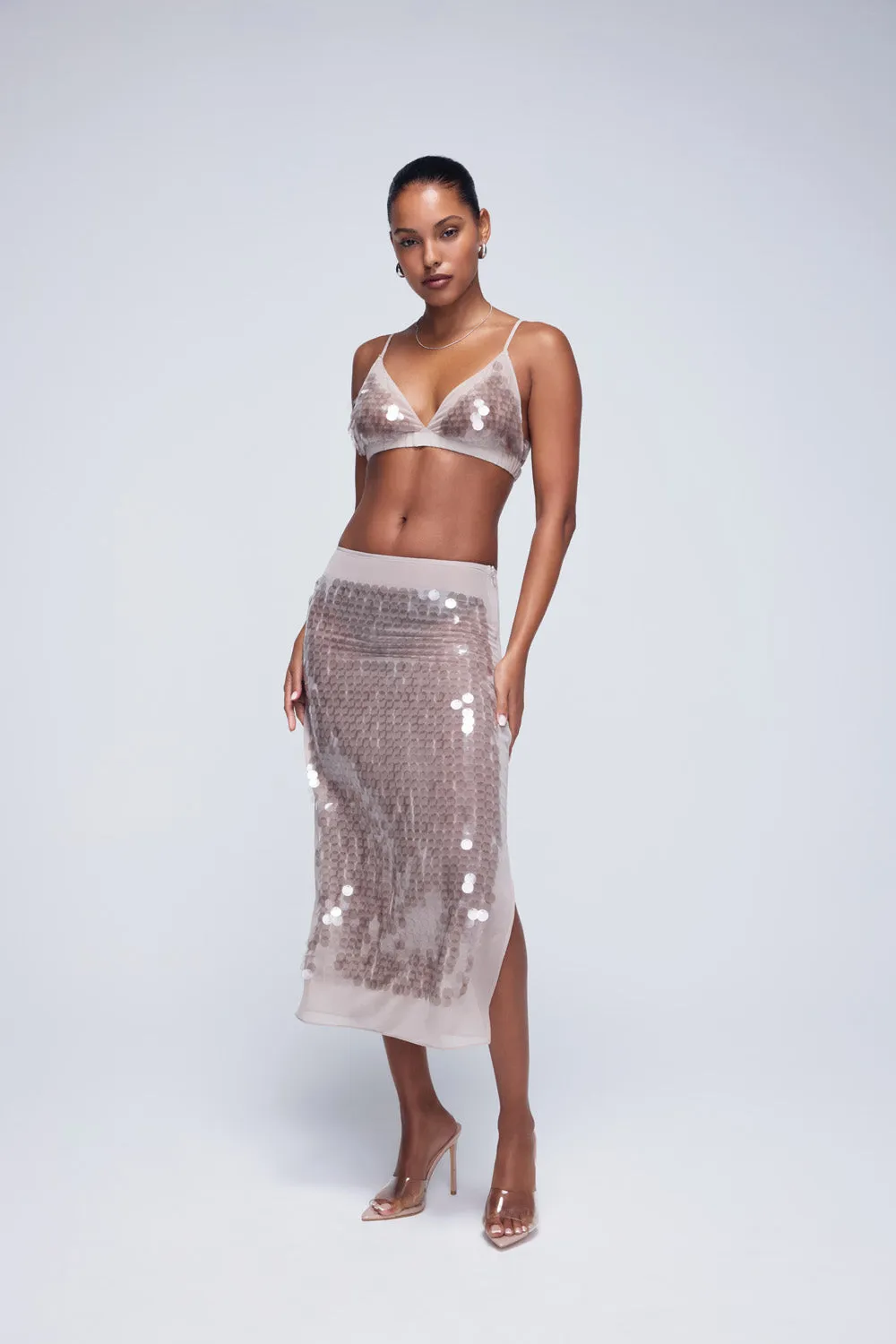 Sheer Sequin Midi Skirt sold by Urban Planet
