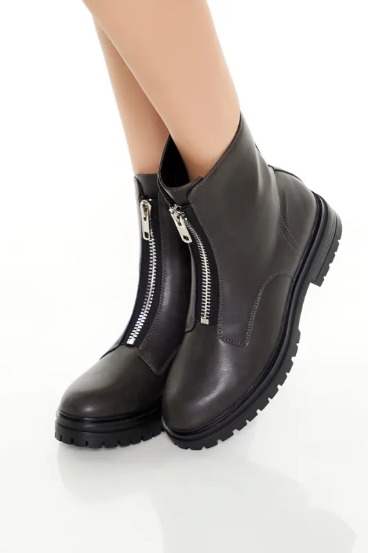 Zippered Lug-Sole Booties sold by Urban Planet