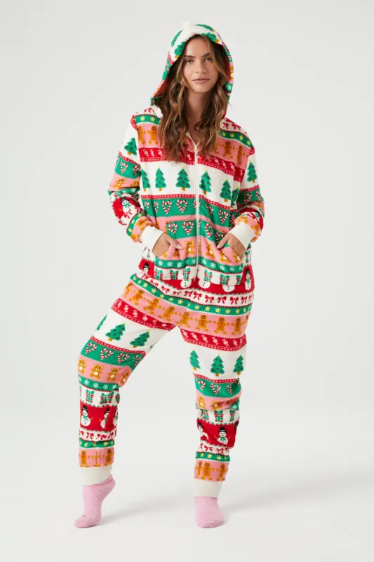 Fair Isle Christmas Pajama Jumpsuit sold by Urban Planet