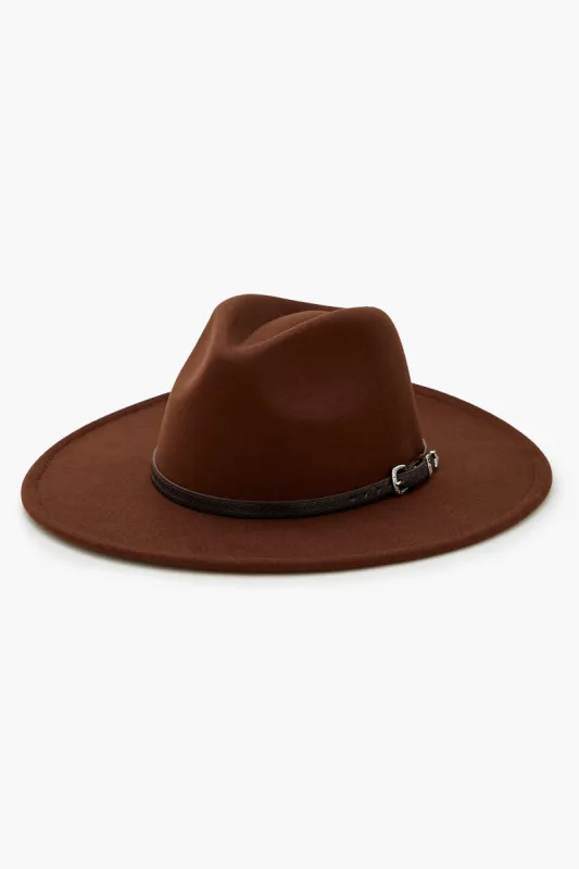 Buckled Faux Leather-Trim Fedora sold by Urban Planet