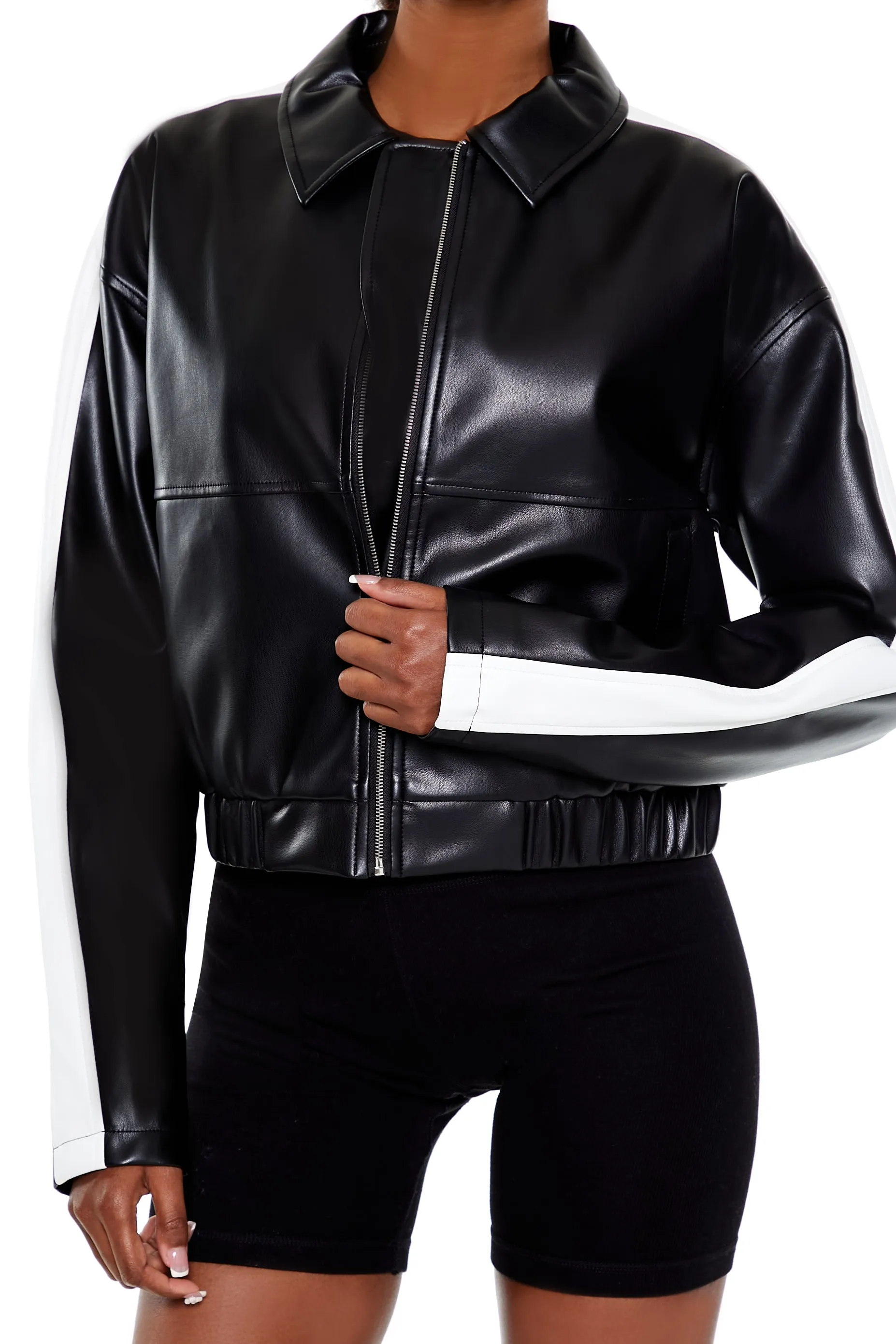 Cropped Colorblock Moto Jacket sold by Urban Planet