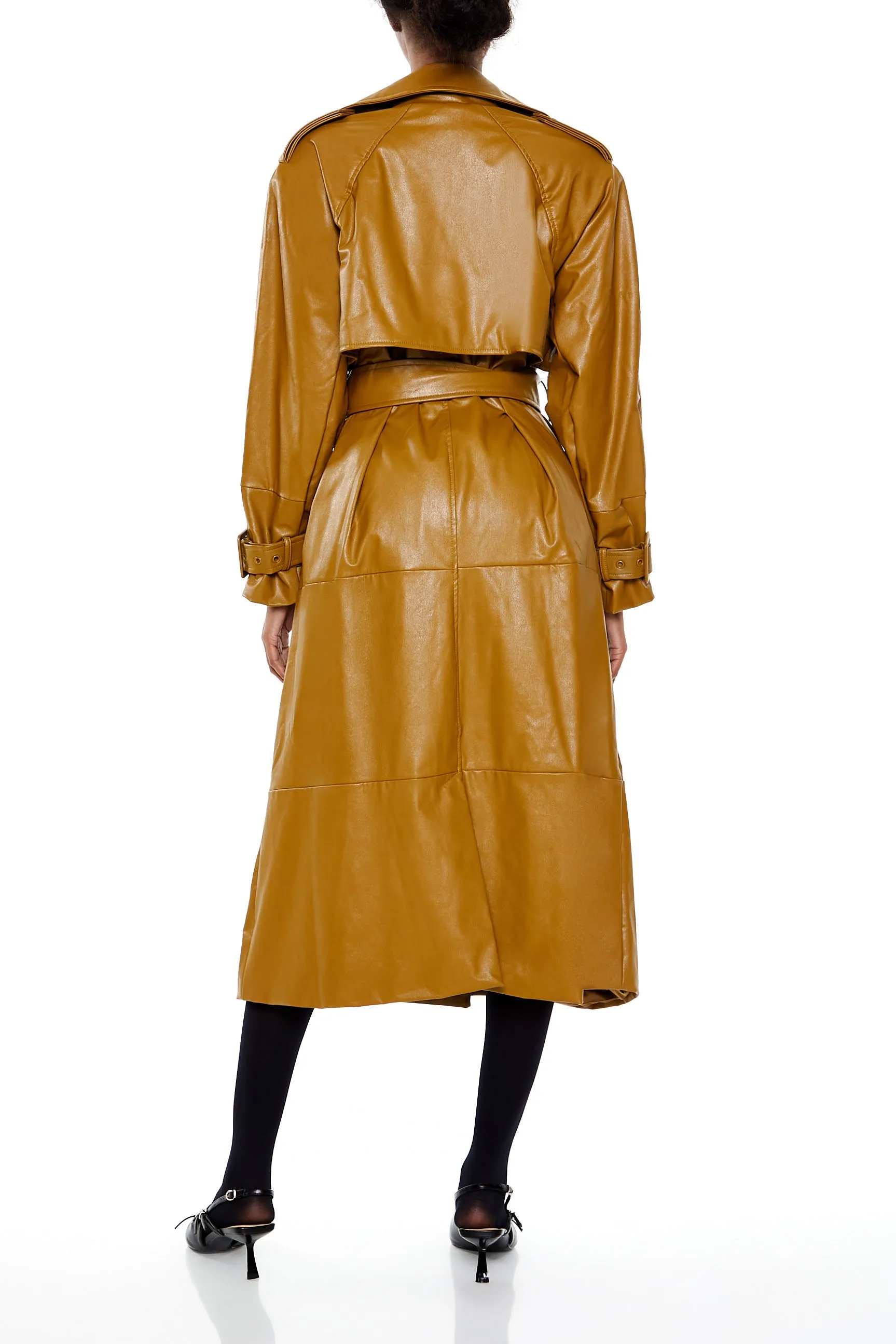 Belted Faux Leather Trench Coat sold by Urban Planet product image thumbnail 3