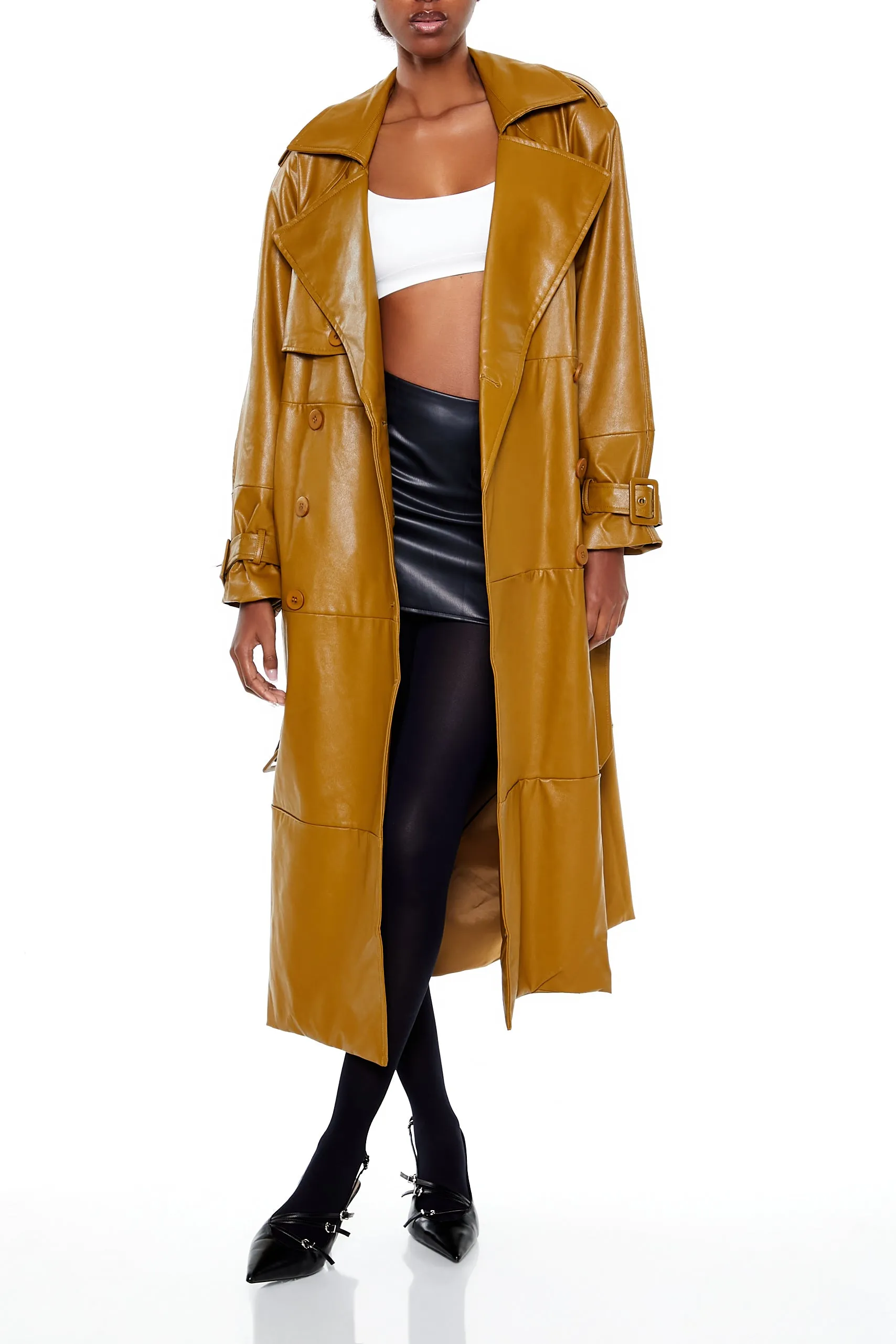 Belted Faux Leather Trench Coat sold by Urban Planet product image thumbnail 2