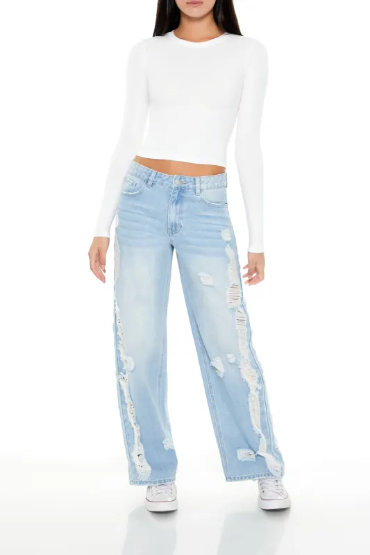 Jean mi-taille ample d'aspect usé sold by Urban Planet