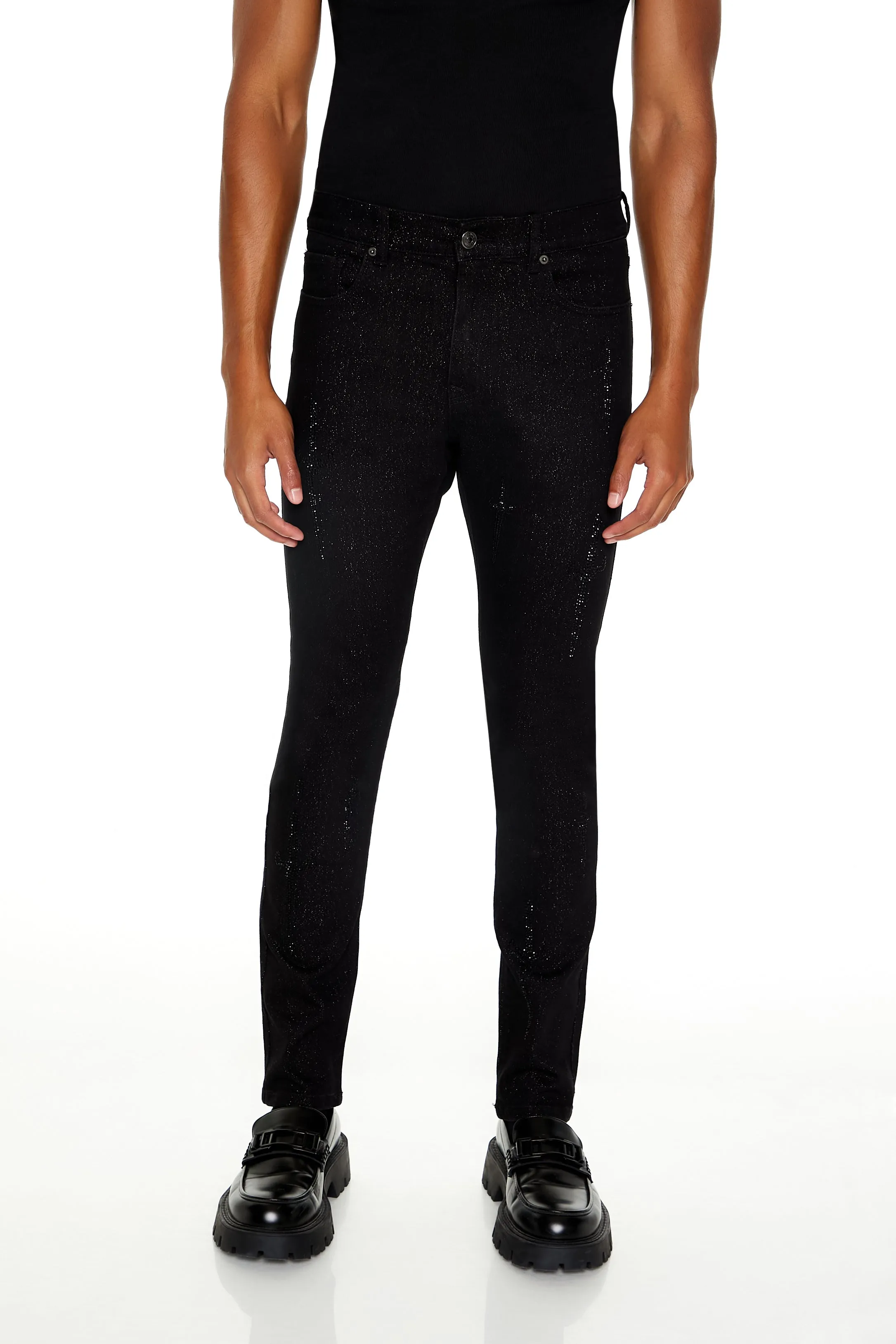 Jean ajusté avec fil métallisé sold by Urban Planet