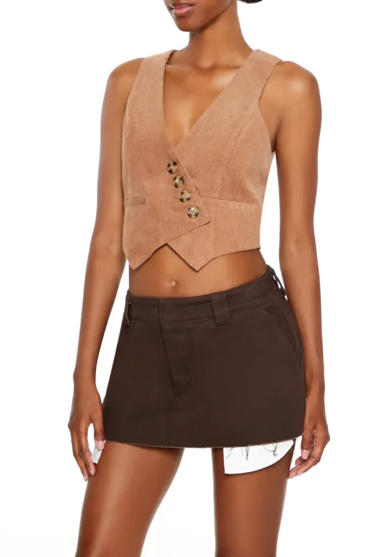 Corduroy Cropped Vest sold by Urban Planet