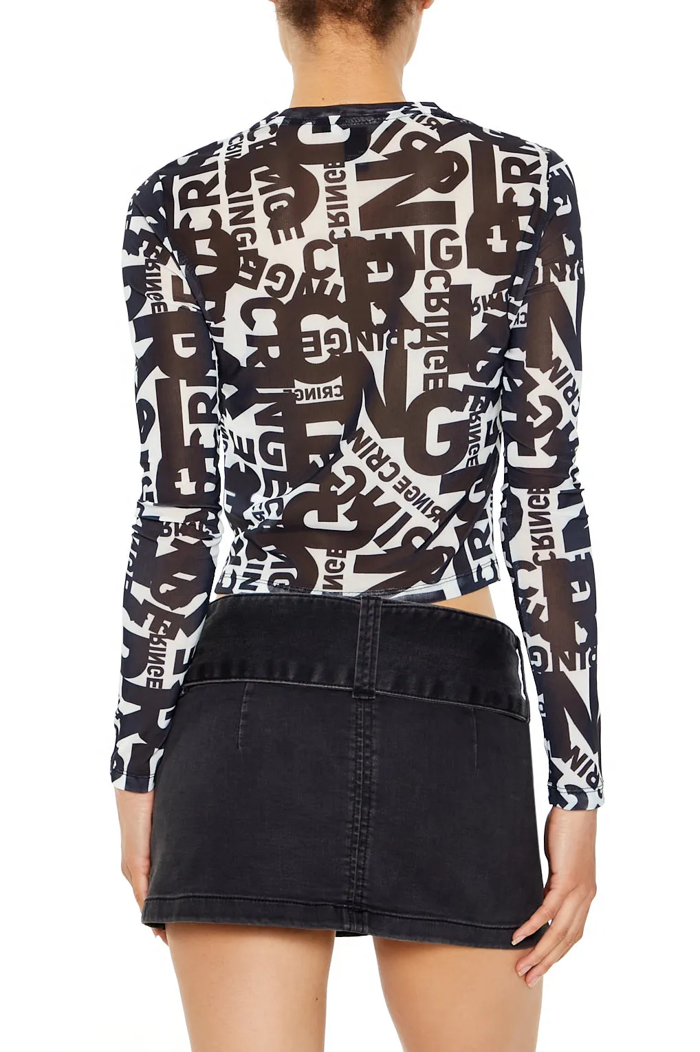 Haut en filet à manches longues avec imprimé Cringe sold by Urban Planet product image thumbnail 3