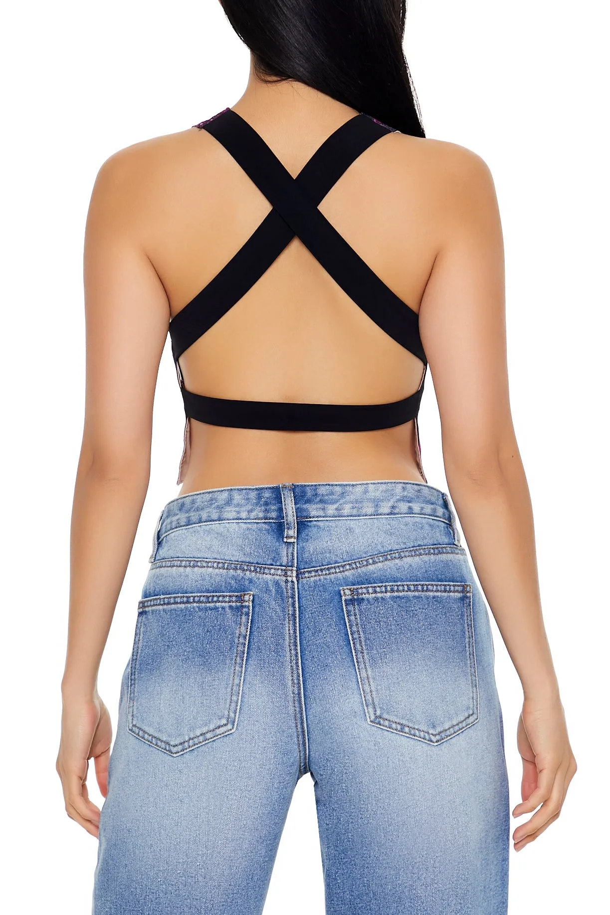 Débardeur court en filet fleuri avec pierres du Rhin sold by Urban Planet product image thumbnail 3