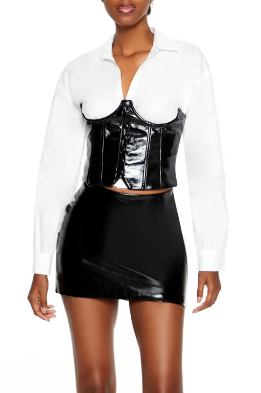Faux Patent Leather Underbust Corset sold by Urban Planet