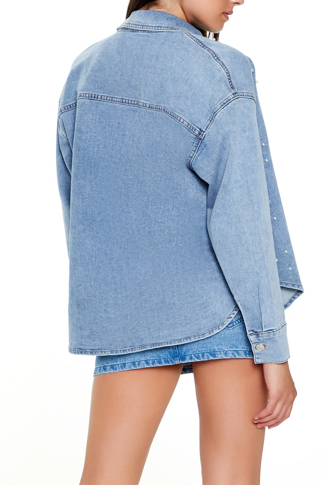 Haut boutonné en denim avec similiperles sold by Urban Planet product image thumbnail 3