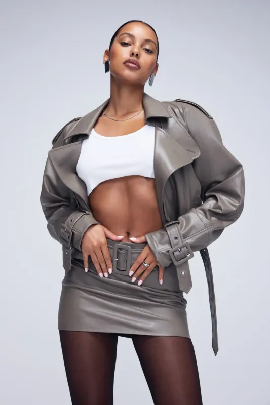 Blouson court en similicuir avec boucle sold by Urban Planet