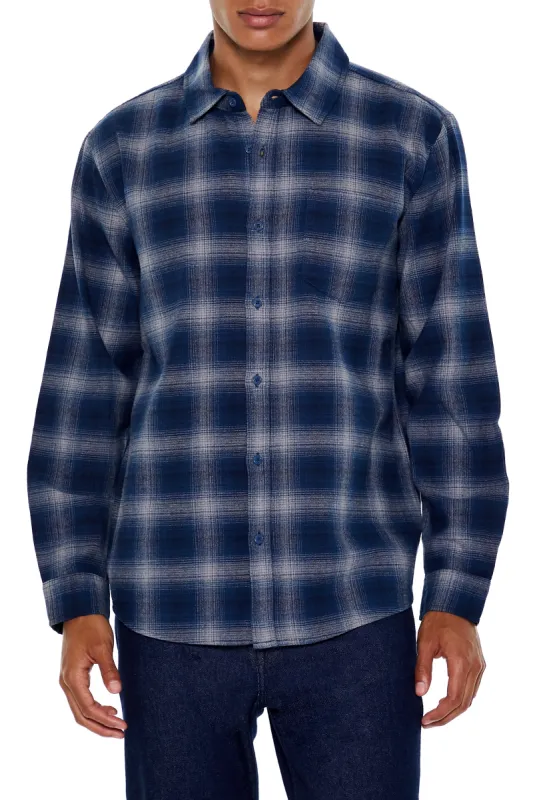 Blue Plaid Flannel Button-Up Top sold by Urban Planet