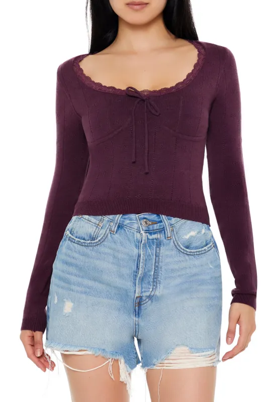 Haut bustier en tricot de pointelle à manches longues sold by Urban Planet