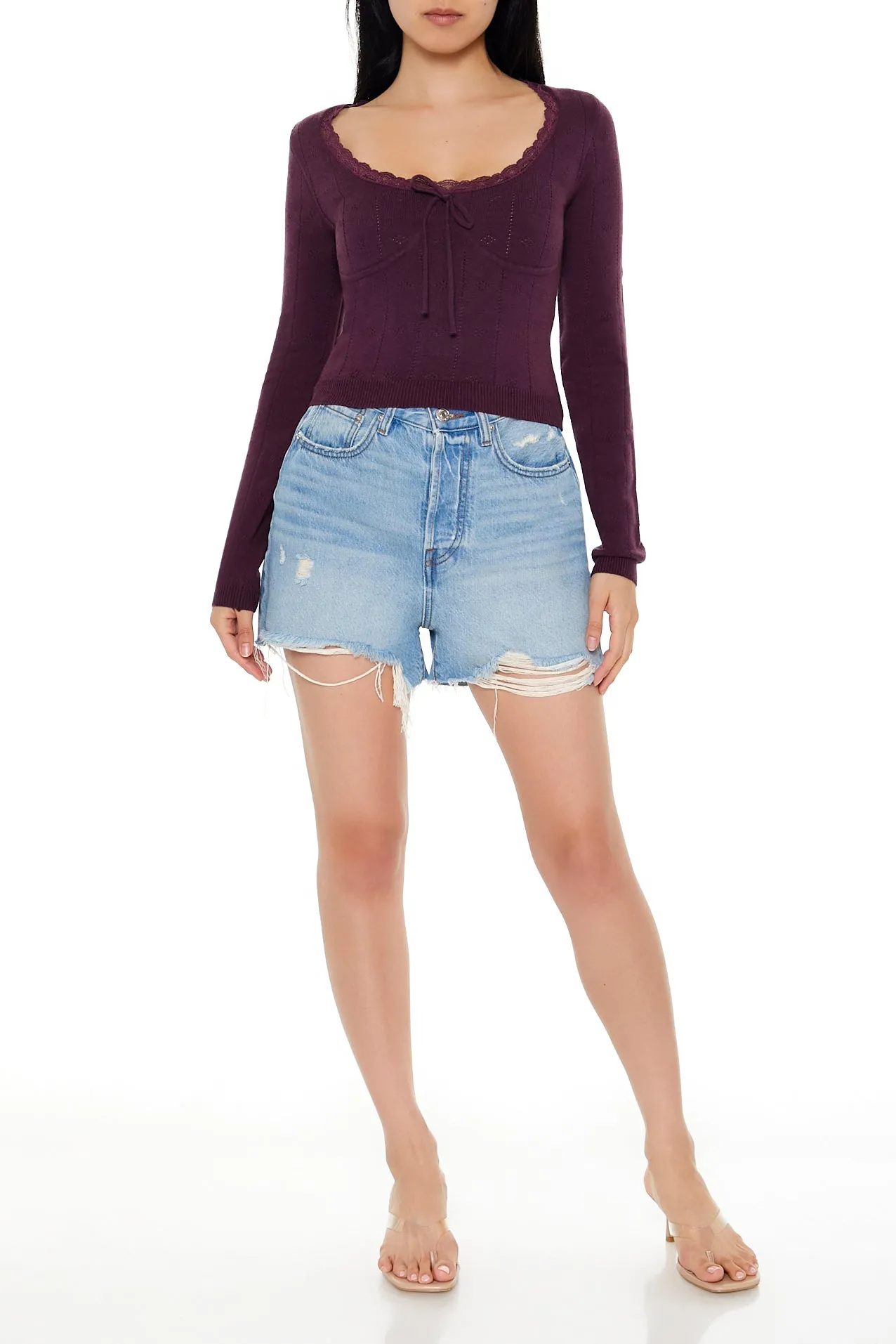 Haut bustier en tricot de pointelle à manches longues sold by Urban Planet product image thumbnail 2