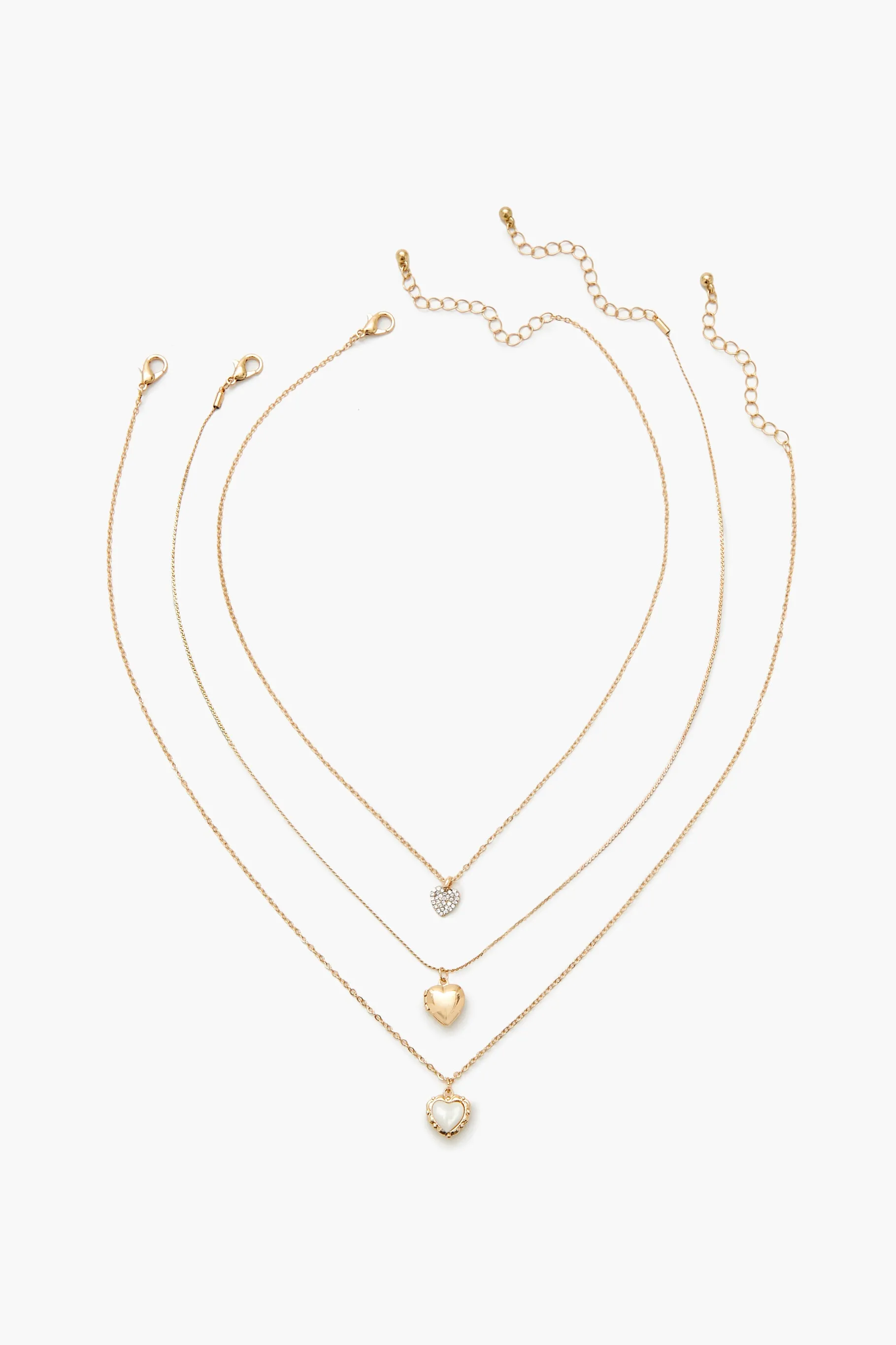 Heart Locket Charm Necklace Set (3 Pcs) sold by Urban Planet product image thumbnail 2