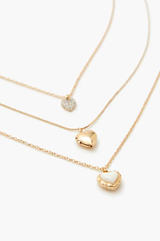 Heart Locket Charm Necklace Set (3 Pcs) sold by Urban Planet