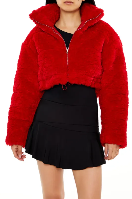 Cropped Faux Shearling Puffer Jacket sold by Urban Planet