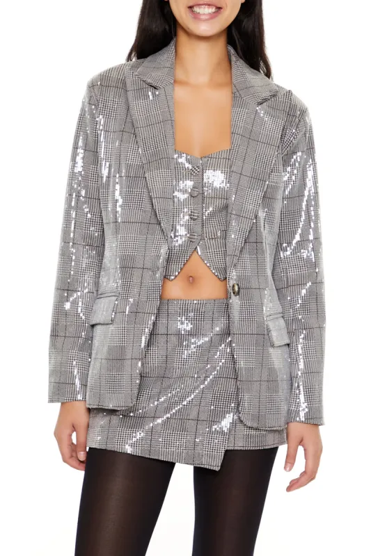 Sequin Plaid Blazer sold by Urban Planet