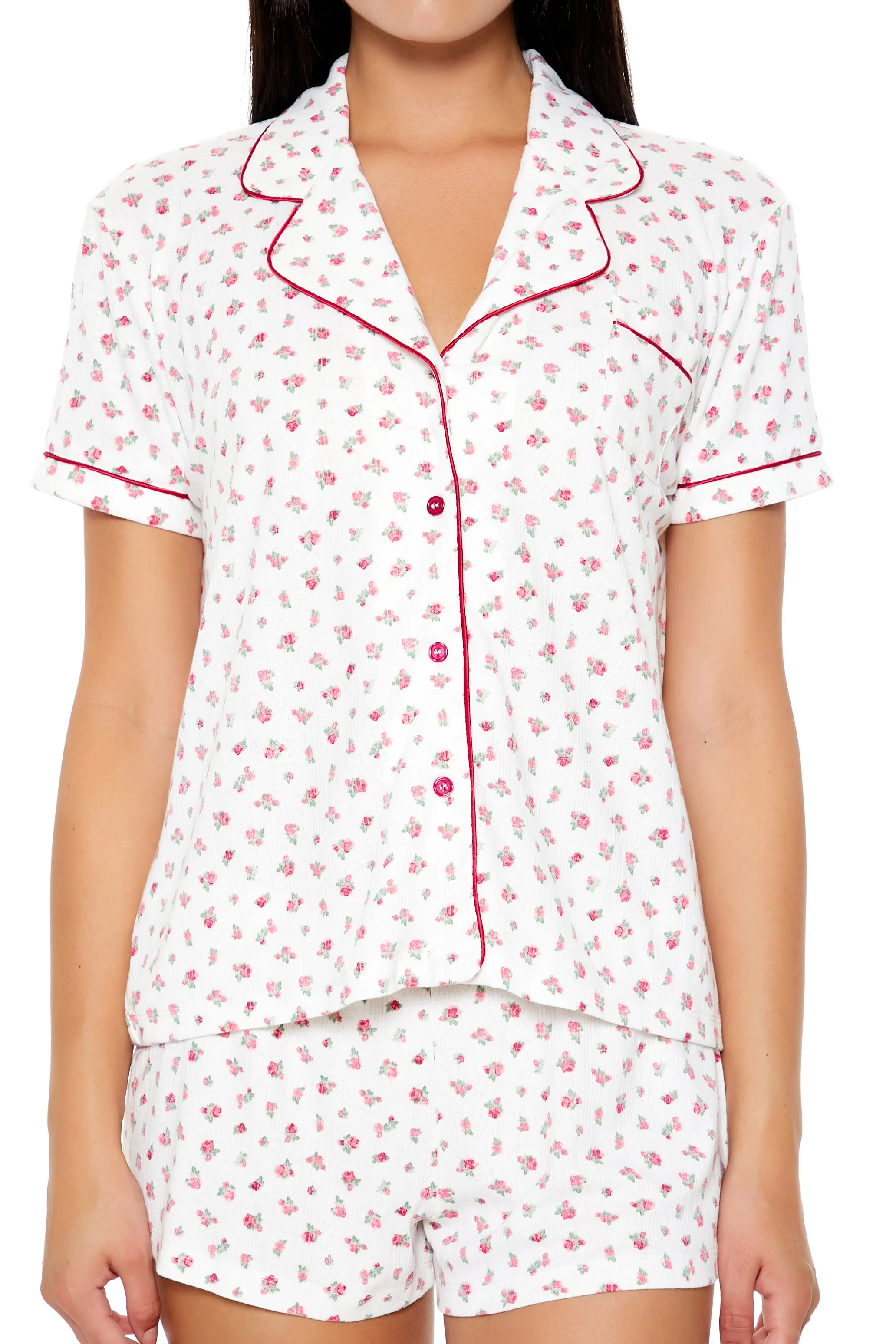 Floral Print Shirt & Shorts Pajama Set sold by Urban Planet product image thumbnail 2