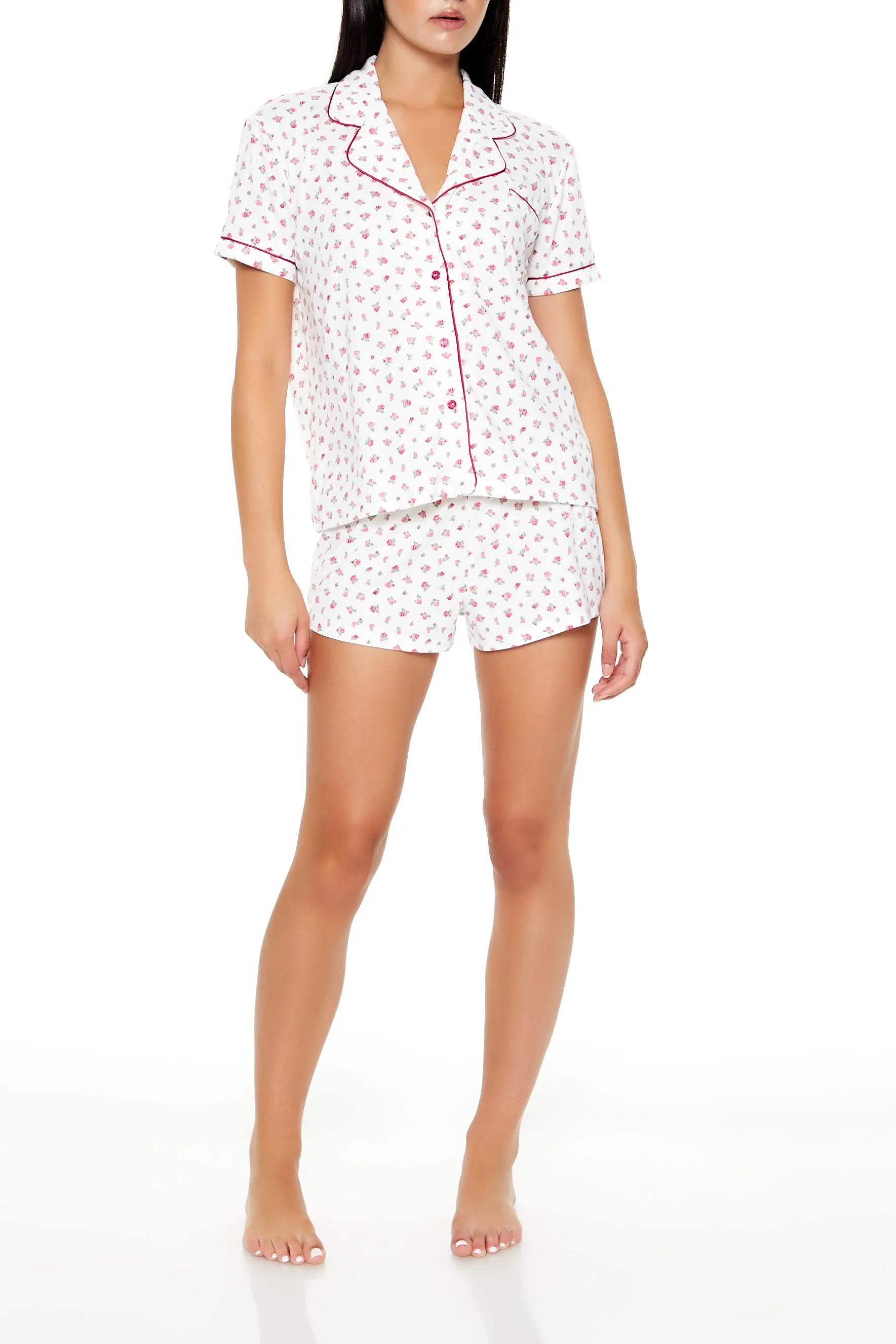 Floral Print Shirt & Shorts Pajama Set sold by Urban Planet