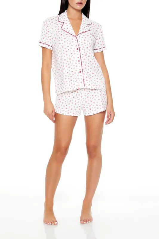 Ensemble pyjama avec chemisier et short fleuris sold by Urban Planet
