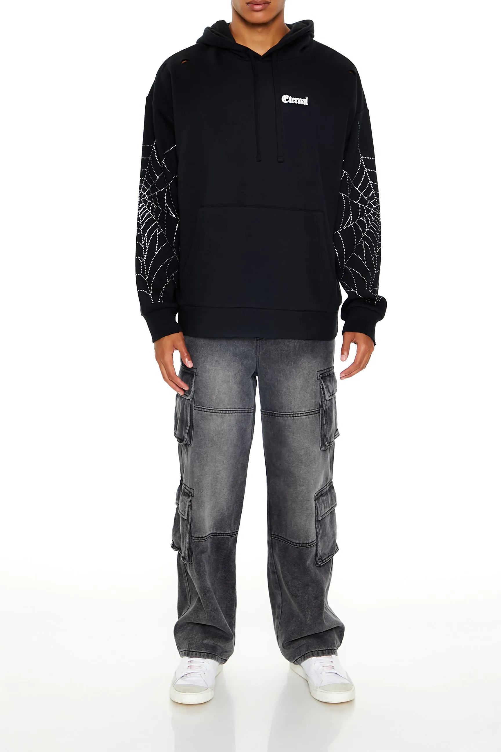 Haut à capuchon avec toile d'araignée avec pierres du Rhin sold by Urban Planet product image thumbnail 2