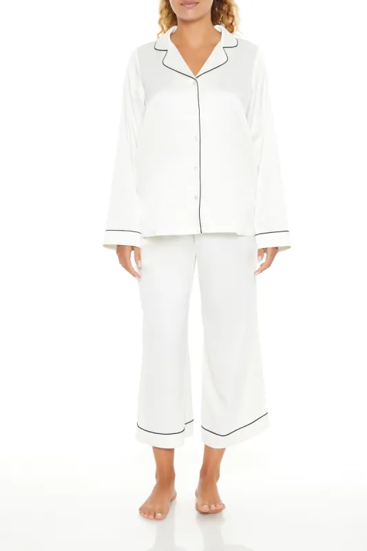 Satin Button-Up Top & Pant 2 Piece Pajama Set sold by Urban Planet