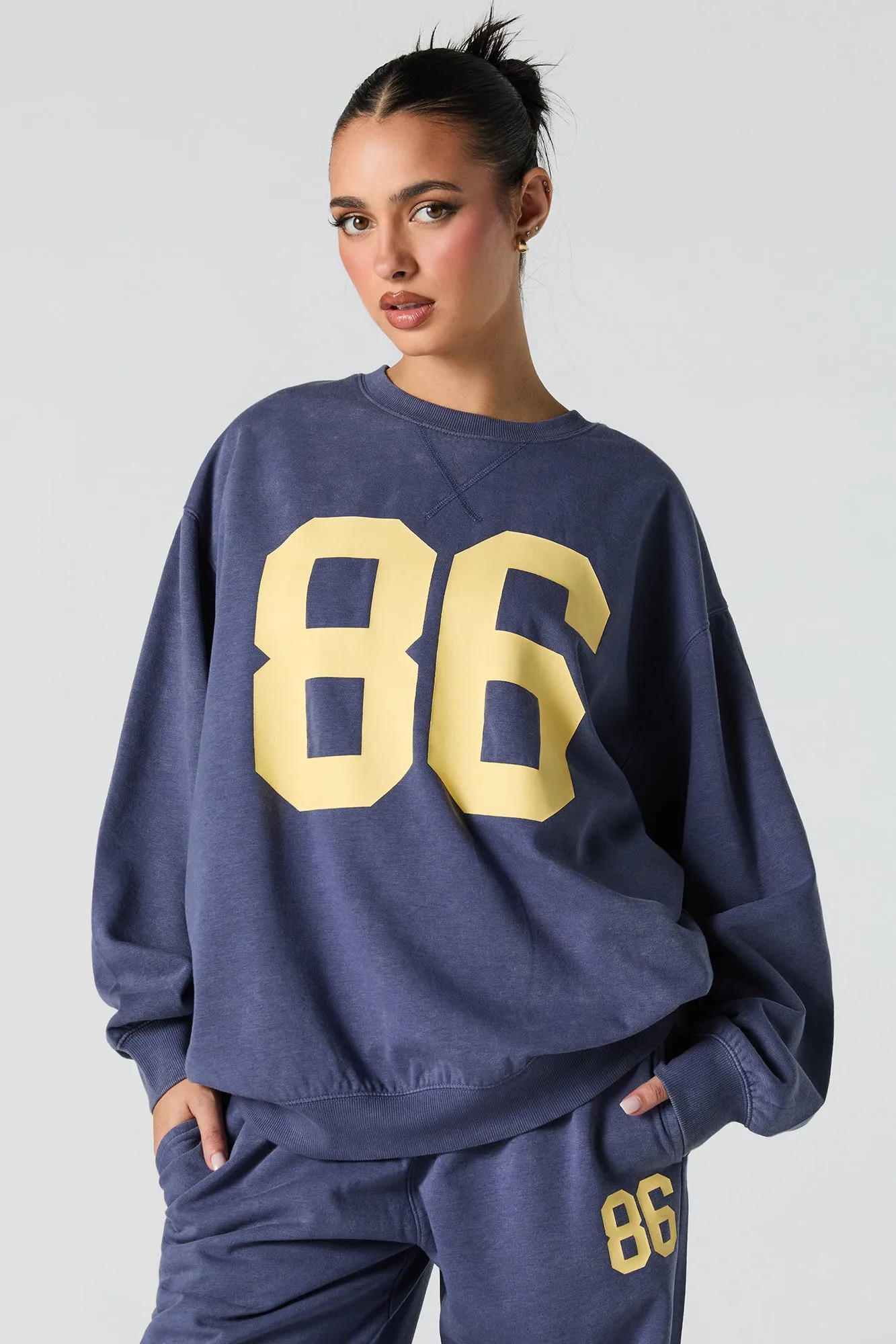 Graphic Washed Crewneck Fleece Sweatshirt sold by Urban Planet product image thumbnail 4