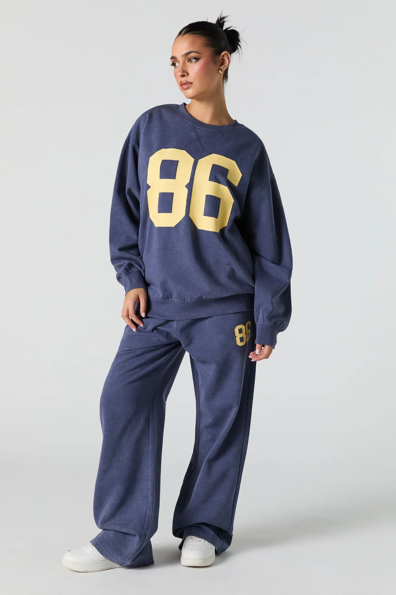 Graphic Washed Crewneck Fleece Sweatshirt sold by Urban Planet product image thumbnail 3