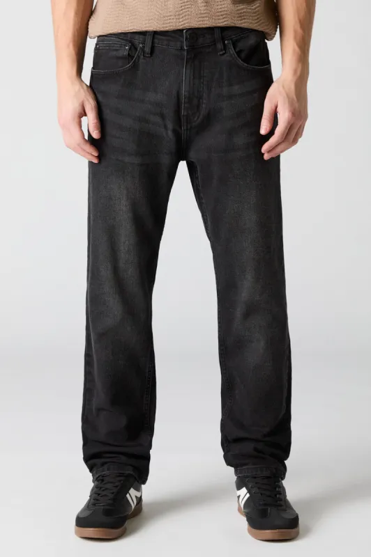 Jean à jambe droite délavé noir sold by Urban Planet