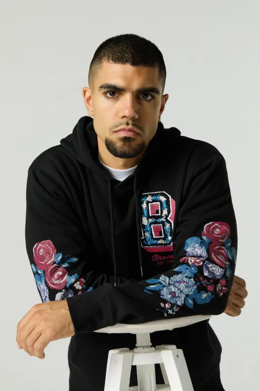 Floral B Embroidered Fleece Hoodie sold by Urban Planet