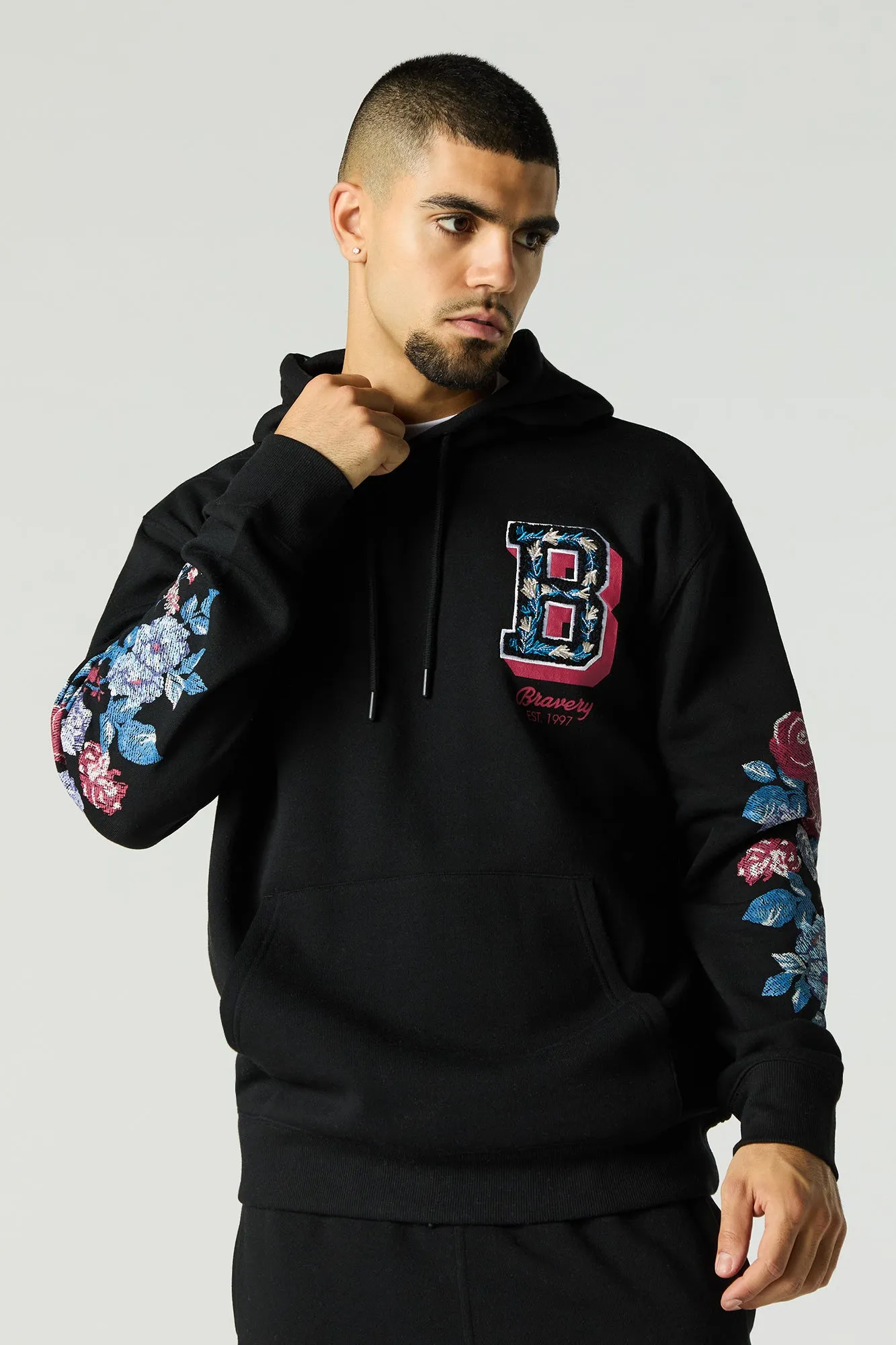 Floral B Embroidered Fleece Hoodie sold by Urban Planet product image thumbnail 4