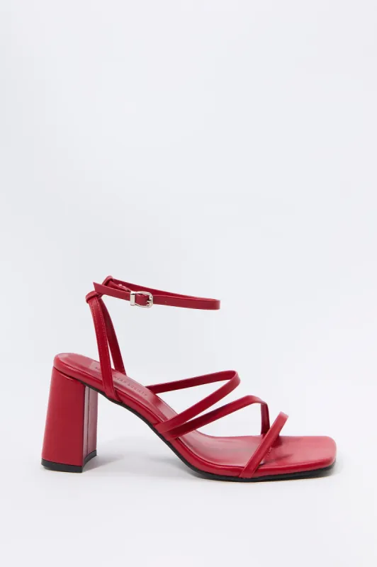 Faux Leather Strappy Open Toe Heel sold by Urban Planet