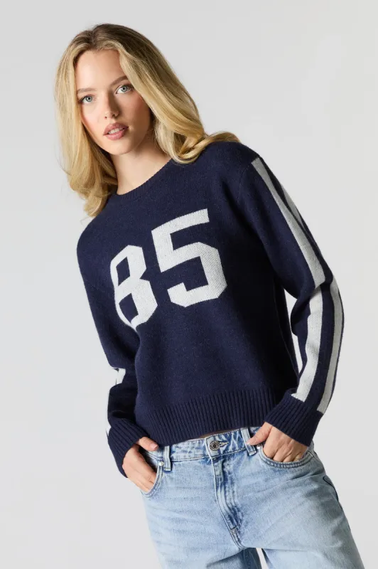 Striped Sleeve Jacquard Knit Sweater sold by Urban Planet