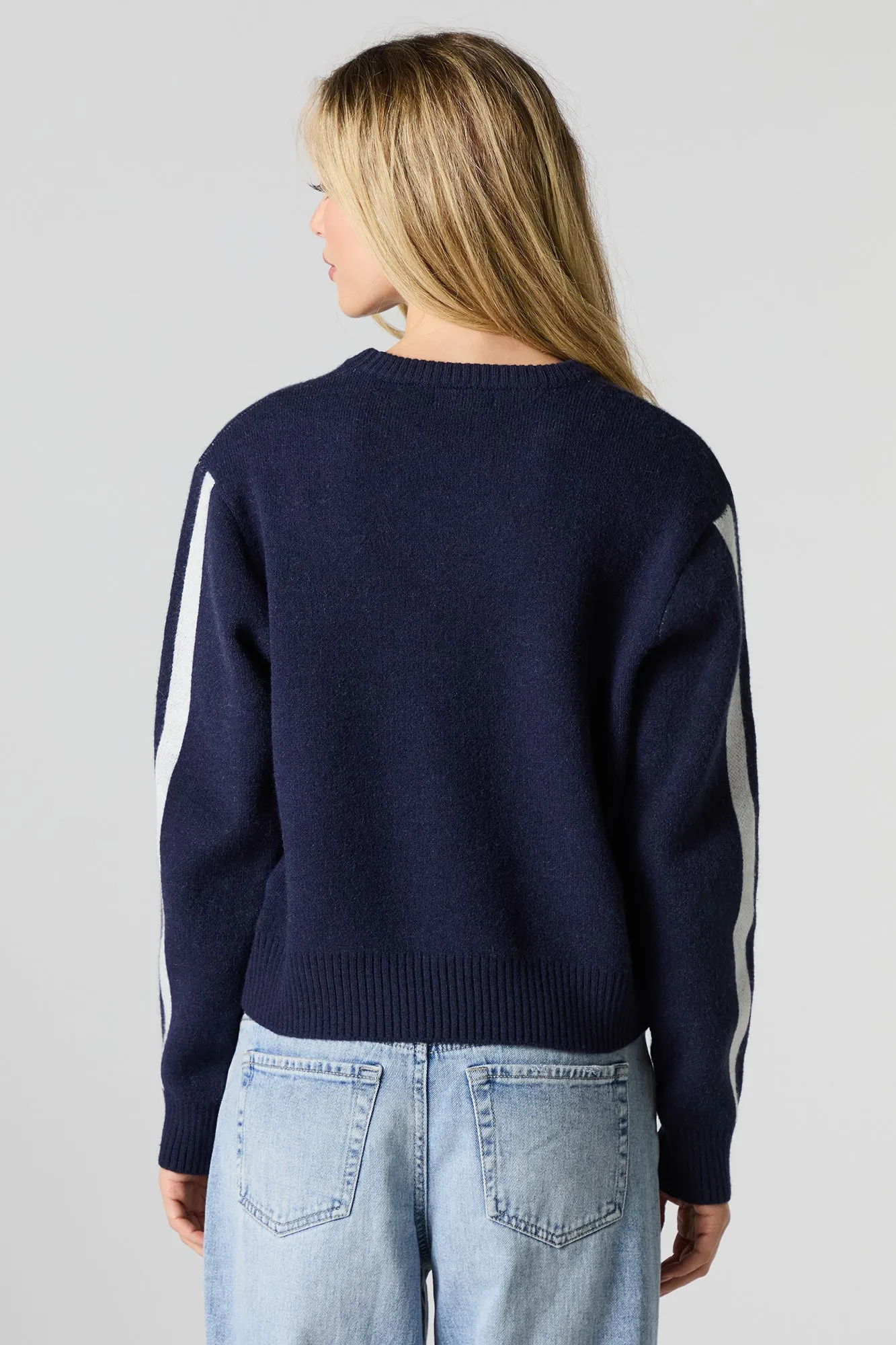 Striped Sleeve Jacquard Knit Sweater sold by Urban Planet product image thumbnail 2