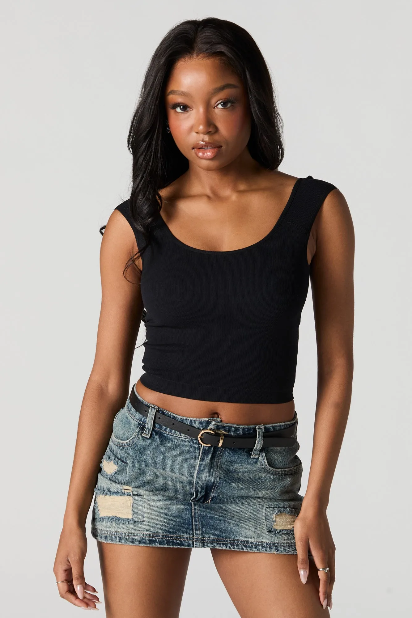 Ribbed Scoop Neck Tank sold by Urban Planet product image thumbnail 4