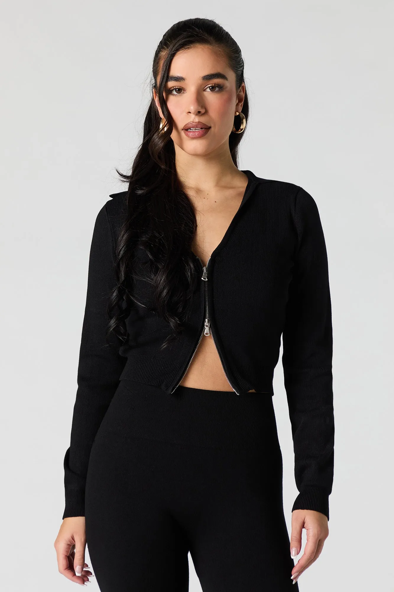 Chandail en tricot côtelé avec fermeture à glissière sold by Urban Planet product image thumbnail 4