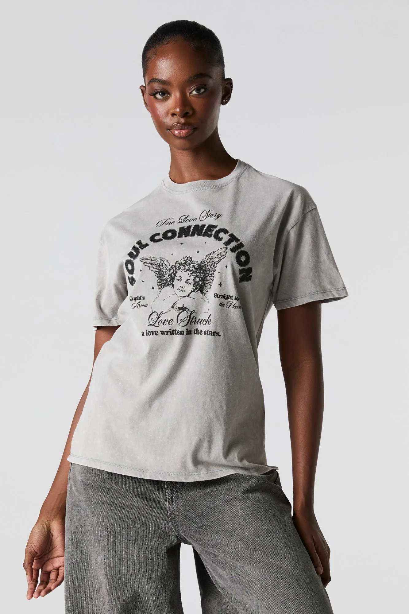 Soul Connection Graphic Washed Boyfriend T-Shirt sold by Urban Planet