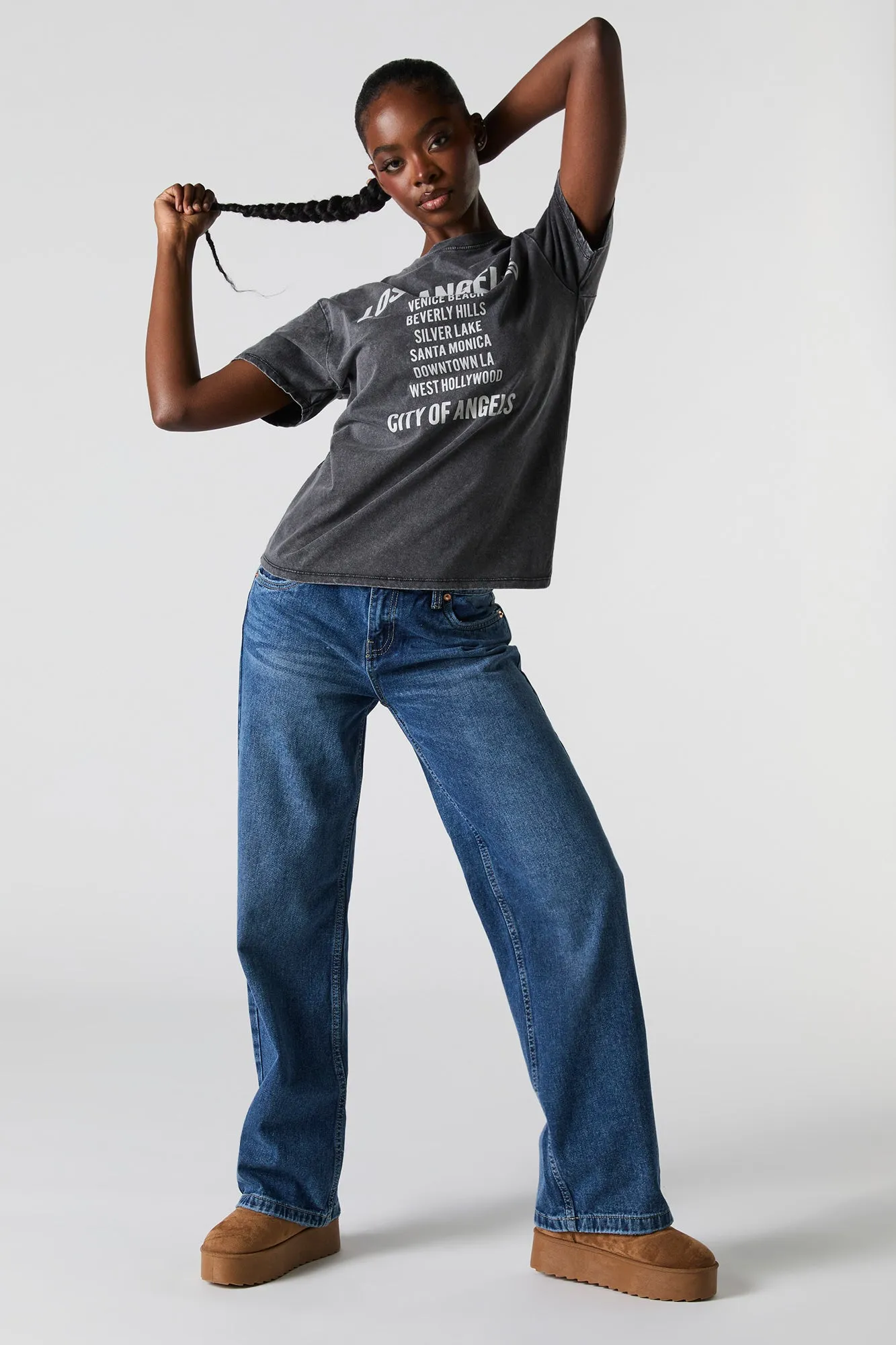 City of Angels Graphic Washed Boyfriend T-Shirt sold by Urban Planet product image thumbnail 3