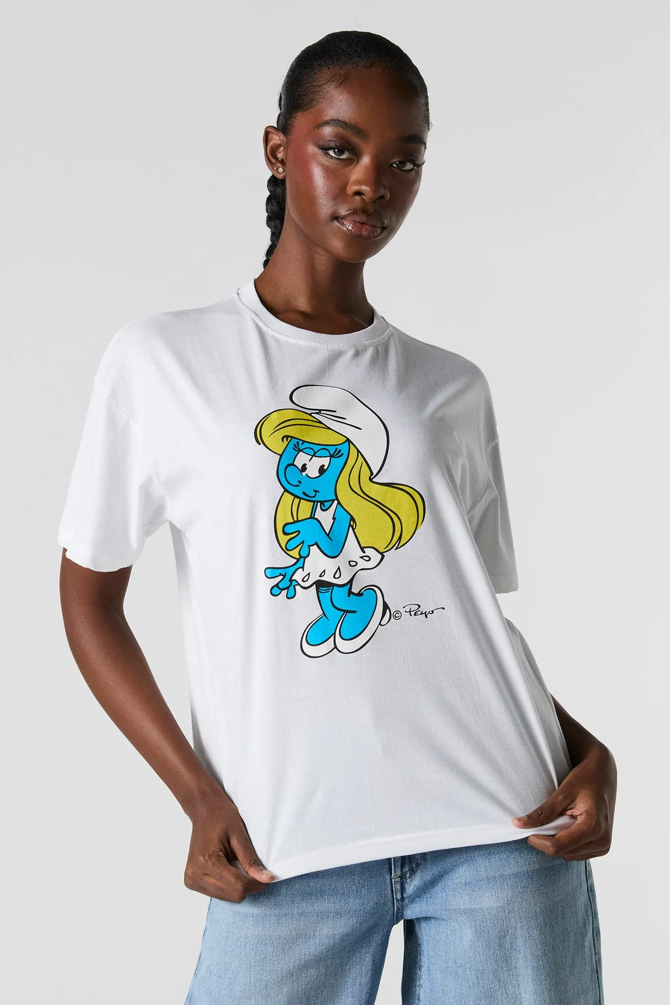 T-shirt de coupe garçonne à imprimé Smurfette sold by Urban Planet