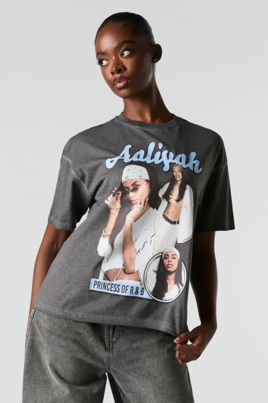 T-shirt de coupe garçonne délavé à imprimé Aaliyah sold by Urban Planet