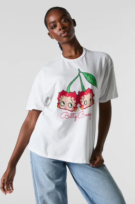 T-shirt de coupe garçonne à imprimé Betty Boop Cherries sold by Urban Planet