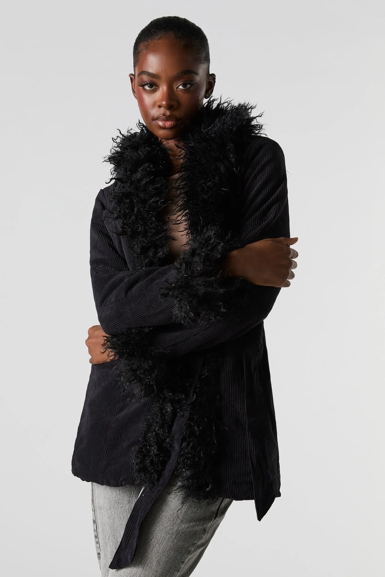 Blouson en velours côtelé avec liséré de similifourrure sold by Urban Planet product image thumbnail 5