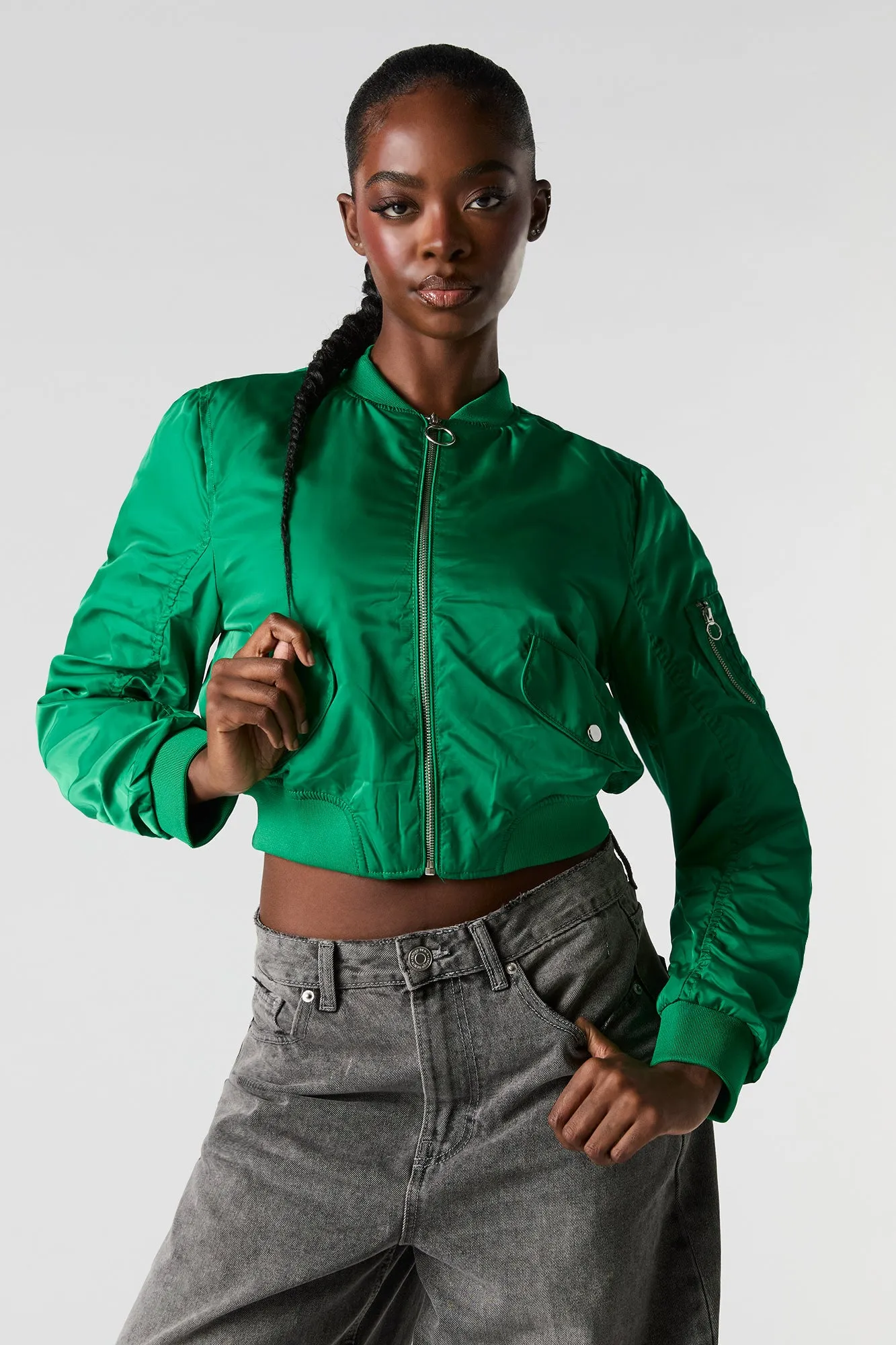 Cropped Bomber Jacket sold by Urban Planet product image thumbnail 4