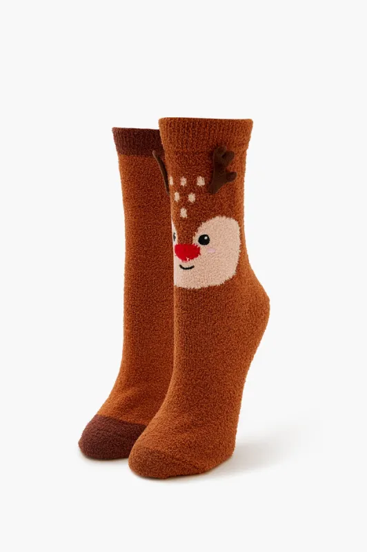 Reindeer Plush Crew Socks (2 Pack) sold by Urban Planet