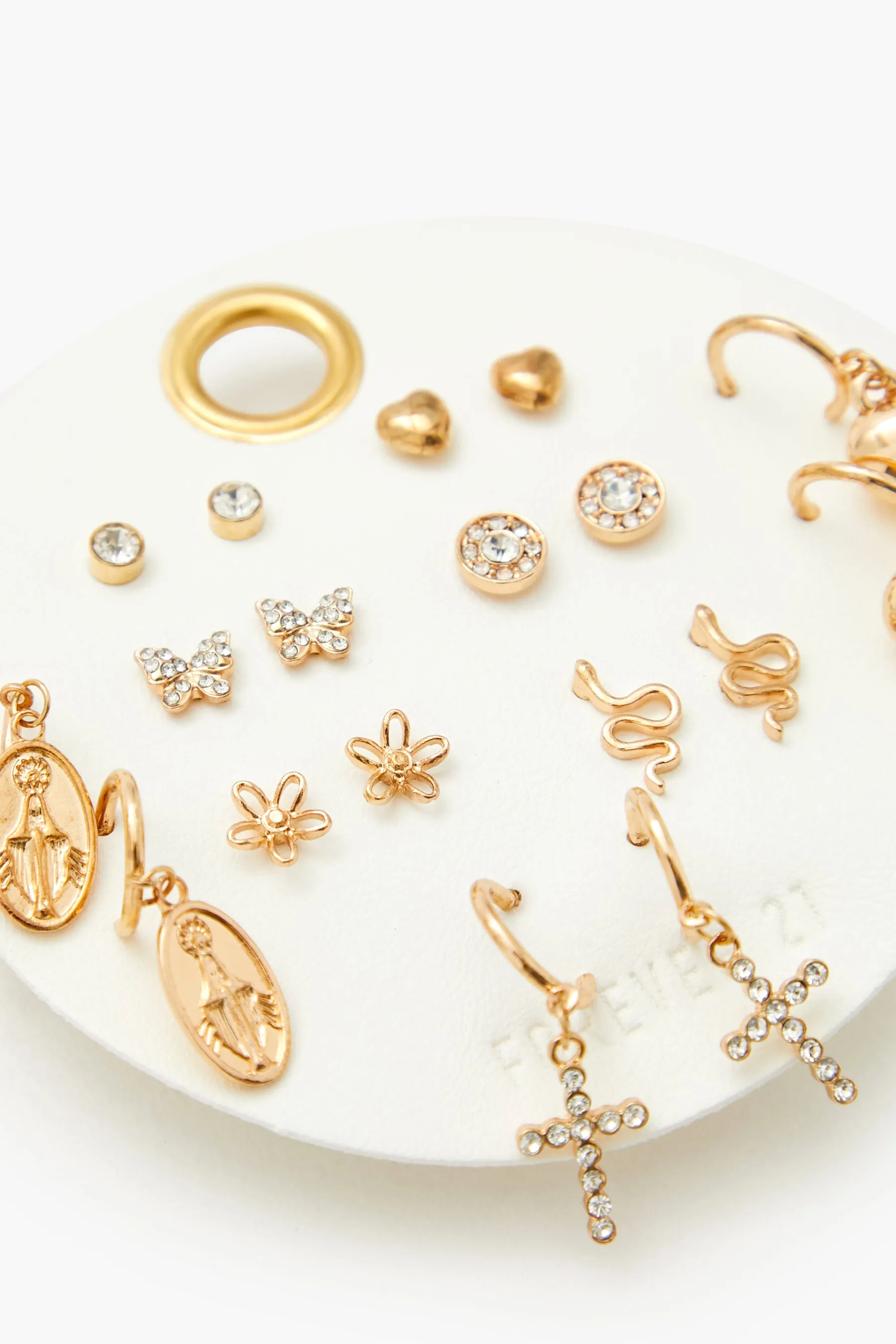 Assorted Rhinestone Stud & Hoop Earring Set (9 Pairs) sold by Urban Planet product image thumbnail 2