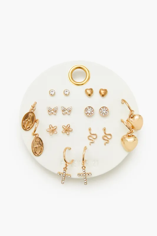 Assorted Rhinestone Stud & Hoop Earring Set (9 Pairs) sold by Urban Planet