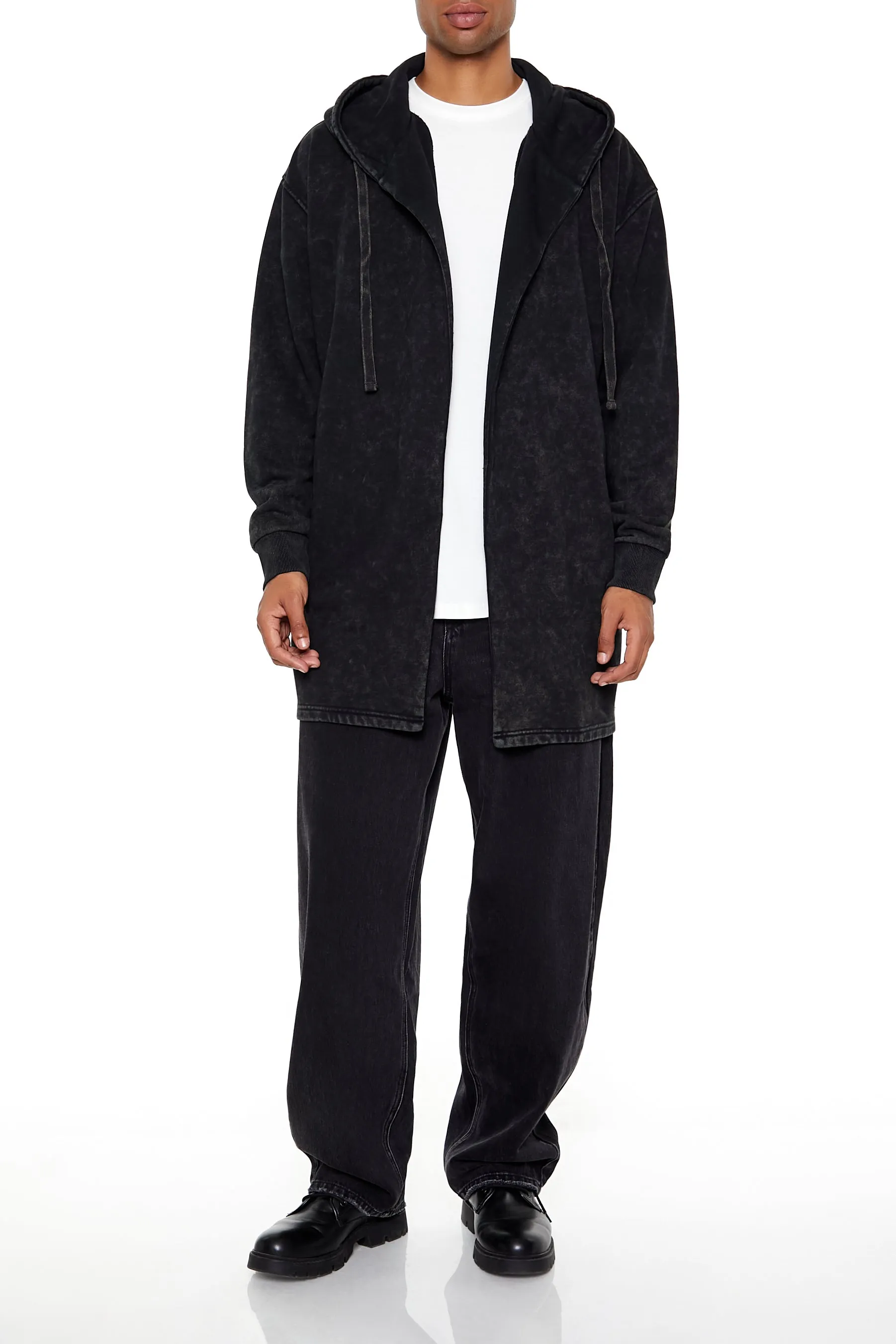 Washed Open-Front Longline Hoodie sold by Urban Planet product image thumbnail 3