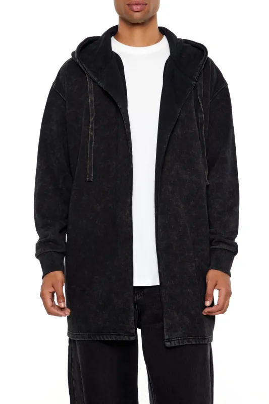 Washed Open-Front Longline Hoodie sold by Urban Planet